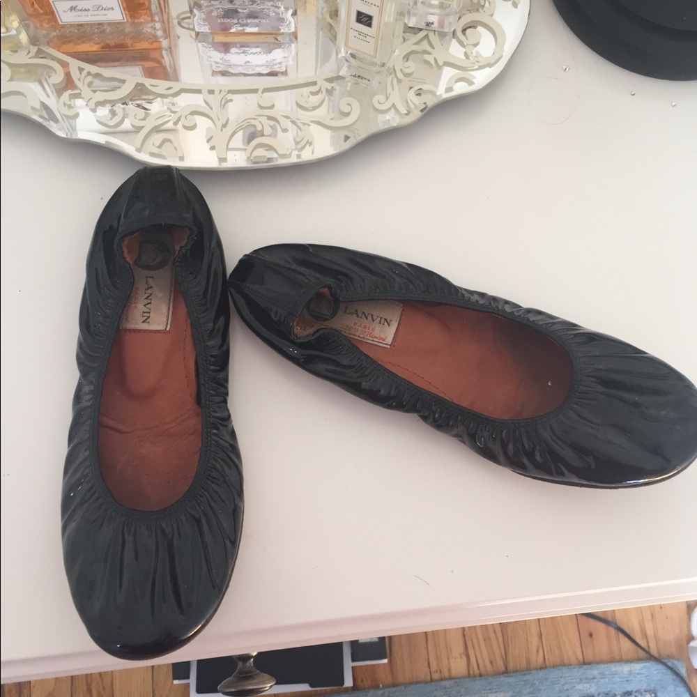 Lanvin Flats in Black Patent
